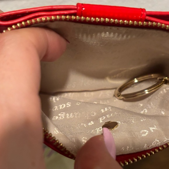 Kate Spade Cherry Red Patent Clutch with Storybook Lining NWOT - Picture 8 of 9